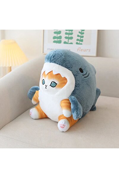 NB market Köpekbalığı kostümlü sevimli kedicik mofusand 25cm peluş oyuncak kedi peluş