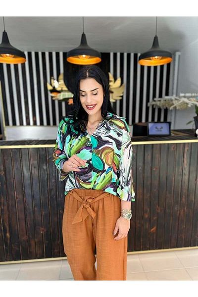 GÖKSEL Linen Plus Size Blouse