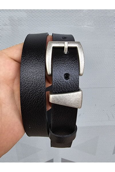 Kemerix Black Genuine Leather Belt with Buckle