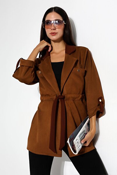 Mois Atelier Design de cămașă-jachetă cu guler de piele de căprioară maro de ...