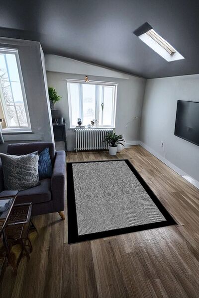 MODANOİVA Dijital Baskılı Geometrik Desenli  Makinada Yıkanabilir Salon ve Yo...