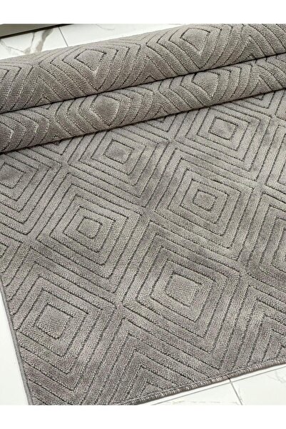 MBA VERONA 9210 Antrasit Yumuşak Dokulu Halı Kilim Salon Mutfak Koridor Kesme...