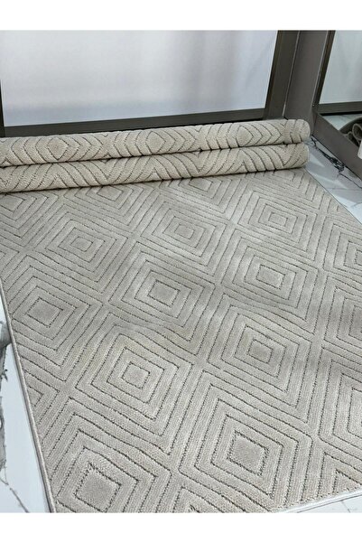 MBA VERONA 9212 Bej Yumuşak Dokulu Halı Kilim Salon Mutfak Koridor Kesme Yoll...