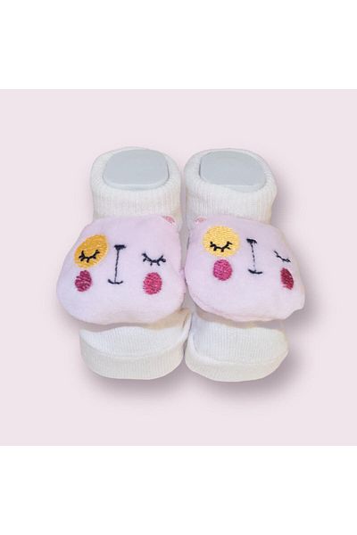 BATU GİYİM Figured Patterned and Toy Baby Booties Socks - Rattle
