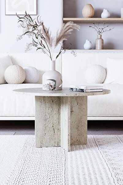 OBİ Atölye NOVA Tekli Orta Sehpa, İskandinav Stil, Bohem, 72 cm - Traverten