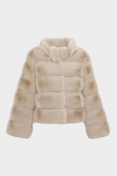 Açelya Okcu Premium Stand Collar Women's Rex Faux Fur Jacket