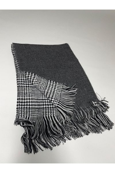 Sobe Hediyelik Double Sided Plaid Wool Shoulder Shawl - 70x190cm - Winter Shawl