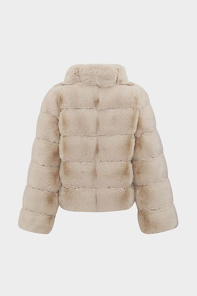 Açelya Okcu Premium Stand Collar Women's Rex Faux Fur Jacket
