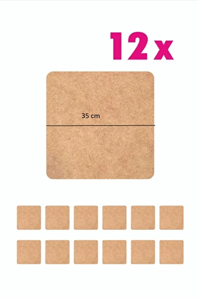 Rapithwin Supla Sheet - 12 Pieces 3 mm Raw Mdf, 35 cm Diameter Square under Service