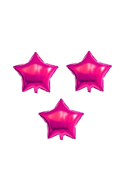 BAL10 DÜNYASI Star Foil Balloon 3 Pieces Fuchsia