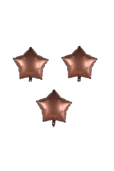 BAL10 DÜNYASI Star Foil Balloon 3 Pieces Brown