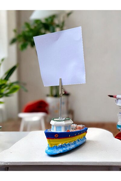 Perazayn Sarı Lacivert Gemi Temalı Fotoğraf Not Tutacağı Ofis Masası Hediyelik