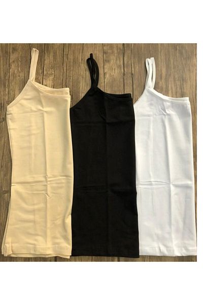 Şenay Economic Pack of 3 White Black Lycra Athlete with String Strap