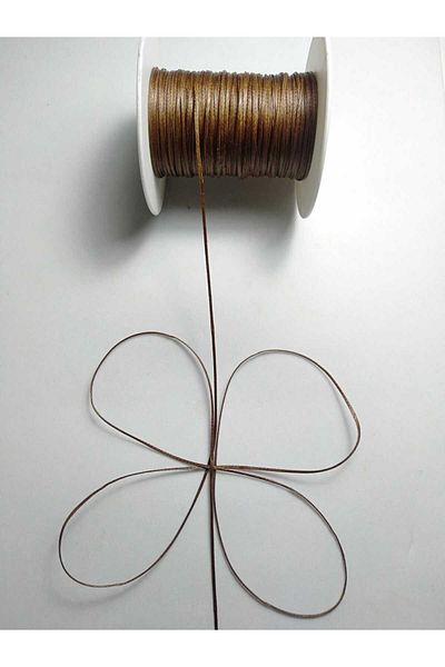 Eskişehir hobi sanat Σετ κολιέ και βραχιόλι 25 μέτρα 1 mm - κερωμένο κορδόνι κανέλας καφέ χρώματος σέλας