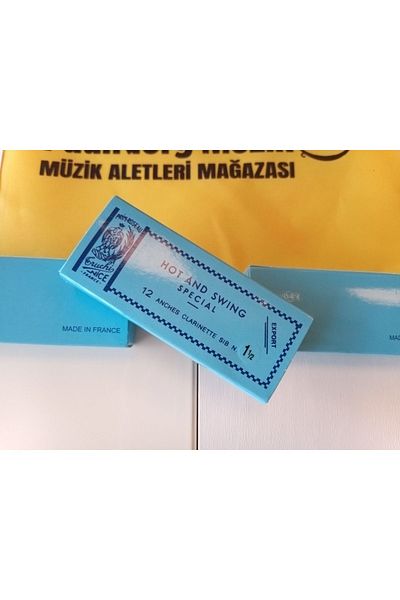 PUANDORG Blue Belt Rigotti a Box of 12 Pieces Clarinet Reeds Hot and Swing No: 1.5 (with Teeth Rubber Gift)