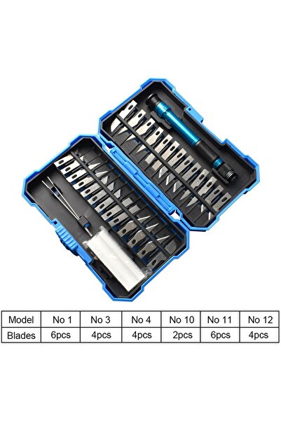 REKOTOOLS 29 Parça Oyma Bıçağı Seti Hassas Kesici Renkli Kolu Neşter Çakı Sanat Kağıt El Aracı