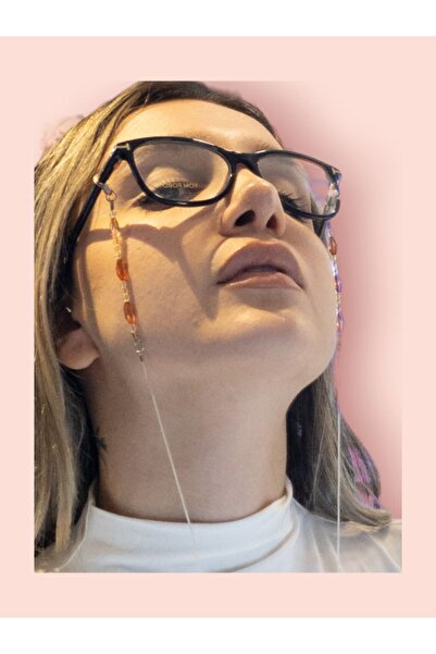 Dİ CORDE AKSESUAR White Brown Pearl - Bead Detailed Glasses Accessory