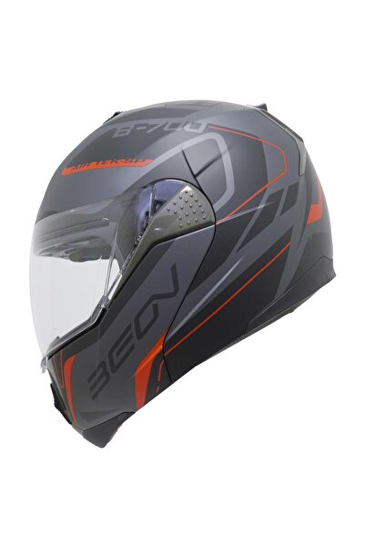 beon Çene Açılır B 700 Air Tek Vizörlü Motosiklet Kaskı Gri Kırmızı