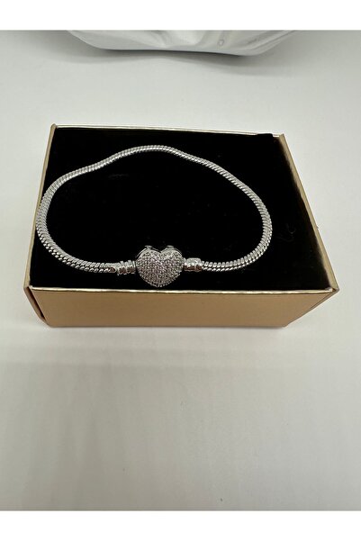 Genel Markalar Taşlı Kalp Charm pandora-tip bileklik