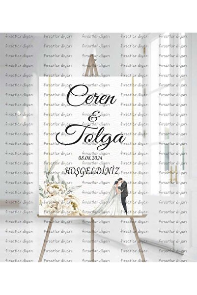 fırsatlar diyarı Kişiye Özel Kına Nişan Söz Nikah Düğün Hoşgeldiniz Karşılama Panosu Afişi 33x48 Cm