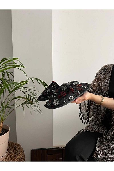 Behtah Kundura Snowflake με μοτίβο - Γυναικείες παντόφλες εσωτερικού χώρου, φιλοξενία και προίκα, χειμερινό κλειστό μπροστινό μέρος