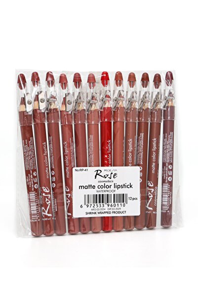 Cosha Beauty Rose 12'li, Kalın, Kalemtraşlı Mat Dudak Kalemi Seti