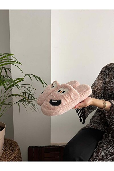 Behtah Kundura Men's Women's Funny Faced Plush Fluffy House Slippers - Smiling Silent Based Dowry Bundle Slippers