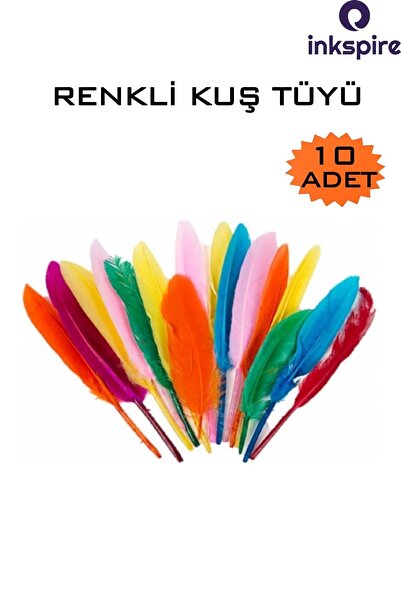 inkspire Renkli Kuş Tüyü 10 Lu Tüy Karışık Renk El İşi Tüyleri 17 cm 1 Paket ...
