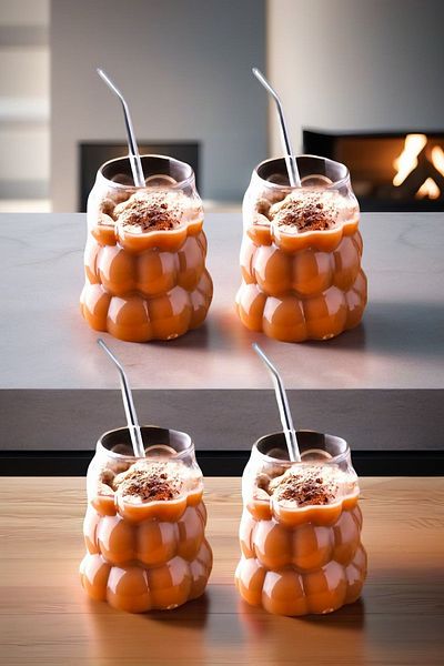 Open Home Concept 350 mL BoroSilicate Cocktail - 4 Grape Model, Cold and Hot Coffee Soft Drink Cup, 4 GlaSS Straw Gift
