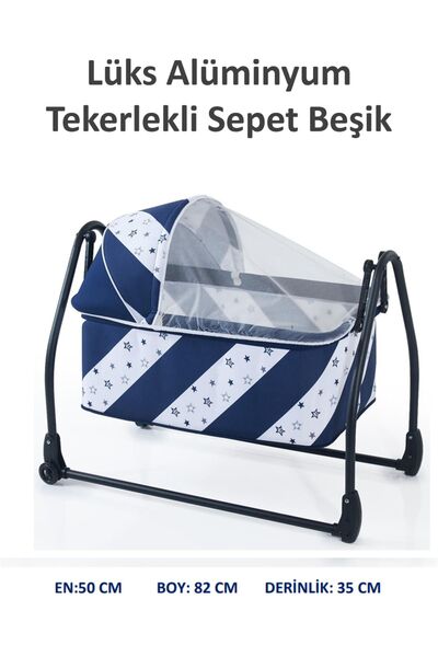 miniklife Keten Fileli Alüminyum Katlanır Portatif Sallanır Anne Yanı Beşik S...