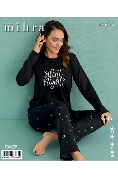 Mihra 19102-14 Black Sandy Star Pajama Set