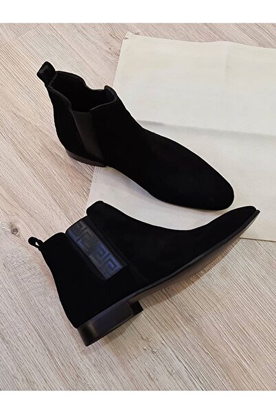 Özel Yapım حذاء رجالي من الجلد الطبيعي بتصميم ليلي مطرز خاص من تشيلسي