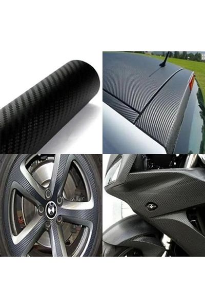 ESEMİZ Black 3D Serrated Pattern - Durable Carbon Foil with Air Duct (152cm X 2m)