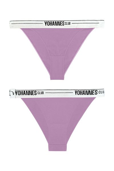 Yohannes Club Σετ 2 γυναικεία βραζιλιάνικα εσώρουχα - με λάστιχο, πούδρα και λιλά