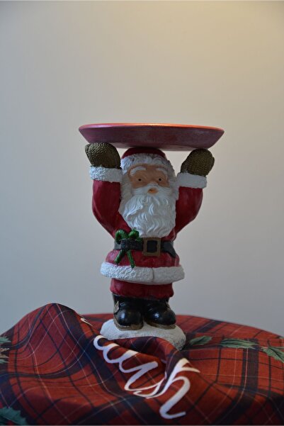 By Nese Tepsi Tutan Noel Baba Biblo Obje Heykel Süs Cüce Süsleme Yılbası Dekoratif 25 Cm Hediyelik