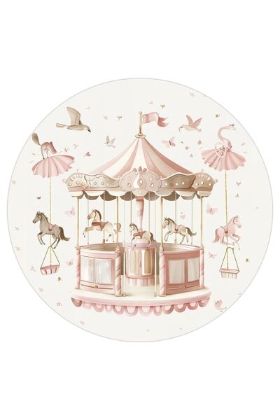 kilim home Mars 199 Bej Pembe Pastel Atlı Karınca Yuvarlak Dokuma Taban Çocuk...