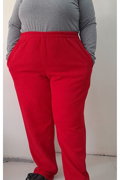 Mertcan Butik Red Fleece Pocket Sweatpants