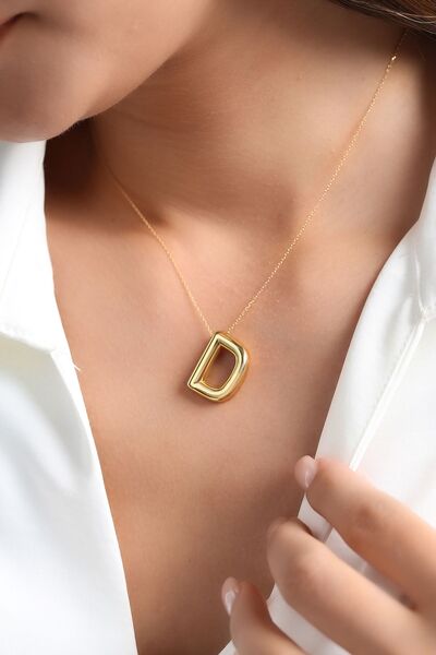 Altınkesesi 14 Ayar Altın Sade Balon Harf Kolye(D)