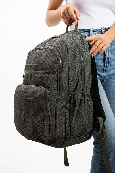 Alanç Gift Unisex Mega Size Khaki Patterned Waterproof Ultra Light Multi-Compartment Travel and School Backpack