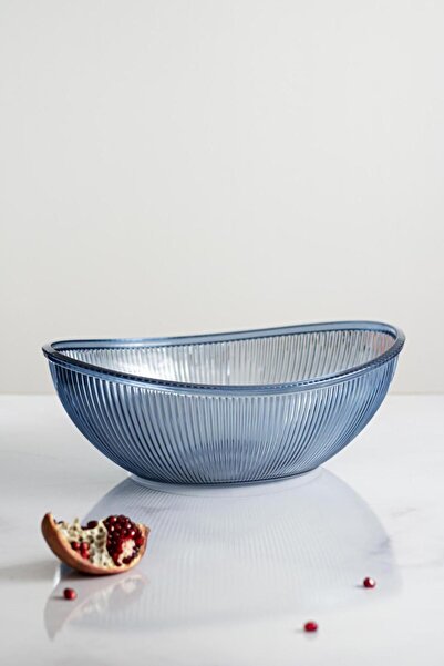Depa 3.3 Lt Acrylic Baroque Navy Blue Large Oval Fruit and Salad Bowl - Mixing Bowl (NOT GLASS)