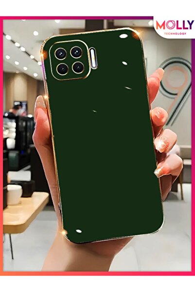 Molly Technology Oppo Reno 4 Lite Için Koyu Yeşil Kenarları Gold Detaylı Lüks...