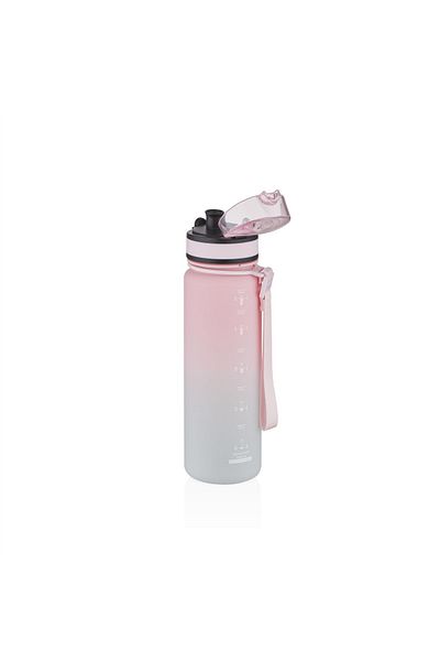 Uzspace 500ml Grey-Pink Motivational Water Bottle - Softtouch Ff Collection Tritan Water Bottle