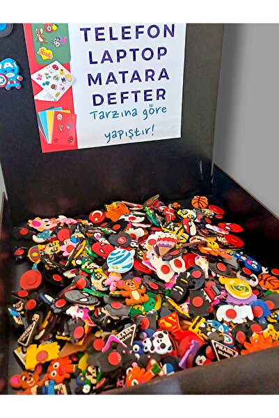 Jibbitz 20 adet Yapışkanlı Matara Defter Telefon Laptop Bilgisayar Jibbitz Süsleri Karışık Paket