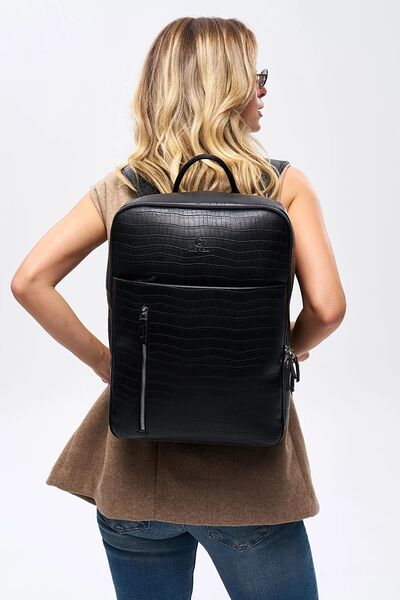 MORCA Premium Organizer Deri Unisex Profesyonel Korumalı Sırt Laptop Çantası 15,6 İnç