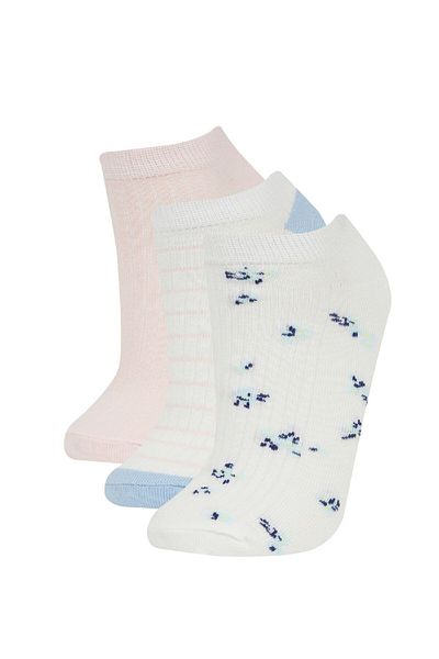DeFacto Women's 3-Piece Cotton Booties Socks C6398Axns