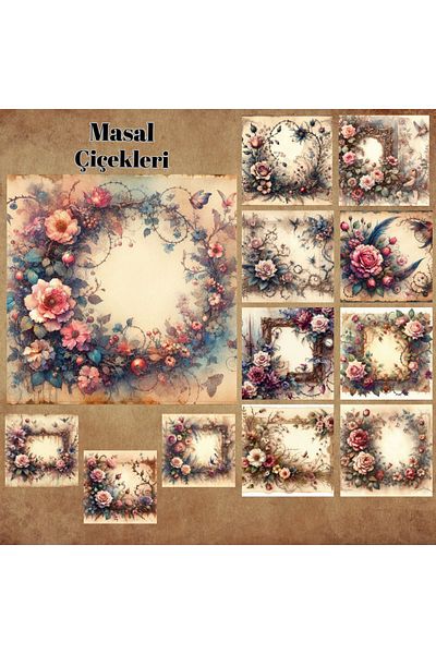 Pink Swan Craft مجموعة ملصقات مخططة مكونة من 12 قطعة من ملصقات سجل القصاصات والرصاصة بتصميم حكاية خرافية عتيقة