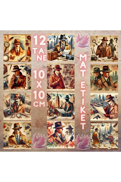 Pink Swan Craft Detectivi bărbați de epocă - Set de autocolante pentru planificator mat pentru 12 bucăți Scrapbook Bullet Journal