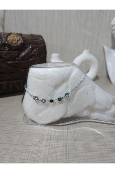 stainless steell Colorful Motif Transparent Chain Steel Anklet
