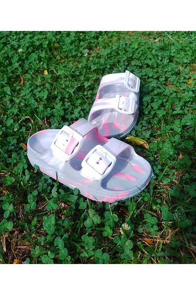 AYFOX Eva Children's Slippers Double Buckle Daily Home Bathroom Beach Slippers Open Front Children's Slippers
