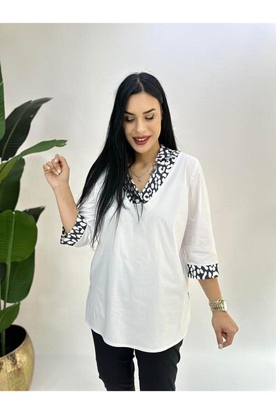 GÖKSEL Plus Size Checker Blouse - Detailed Design